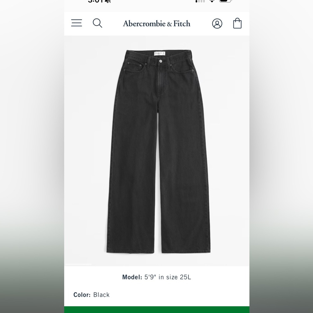 Abercrombie High Rise Wide Leg Jean size 29 worn twice BLACK